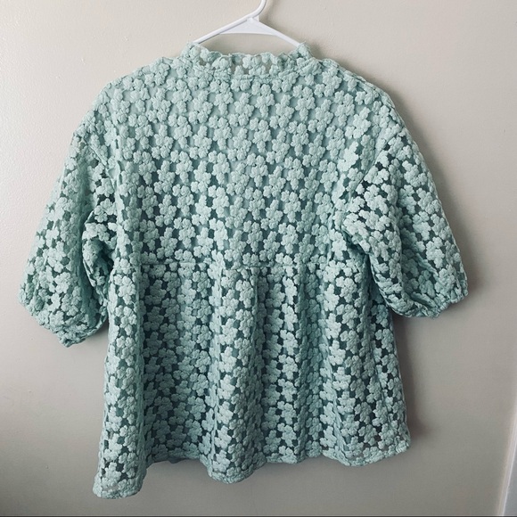 Marc Nee York  fully lined lime green XS lace short sleeve top - Picture 2 of 7